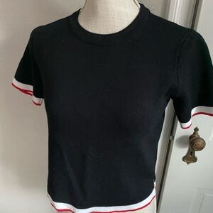 Zara Black Tee with White and Red Trim